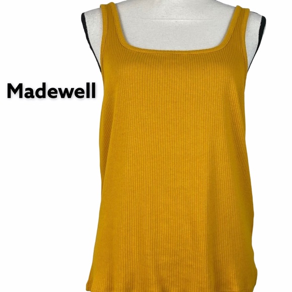 Madewell Mustard Yellow Ribbed Tank Top NWT SZ XL - Picture 1 of 6